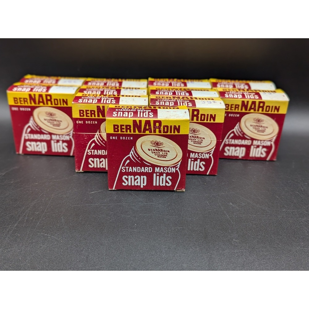 Lot of 11 Dozen 132 Vintage NOS BerNARdin Standard Mason Snap Lids READ